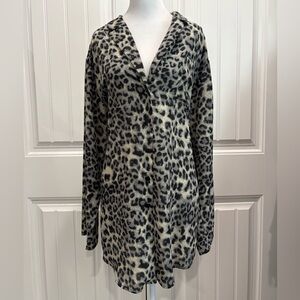 KLd Leopard Print Blouse - Gray & Black Size L